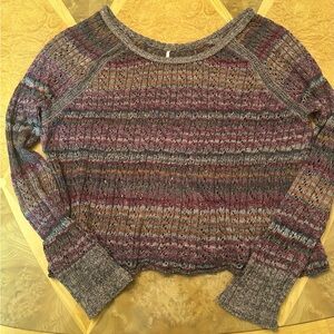Free People Colorful Loose Knit Pullover